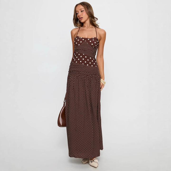 Damen Maxikleid mit Punktedesign und asymmetrischem Schnitt Echo Archiv