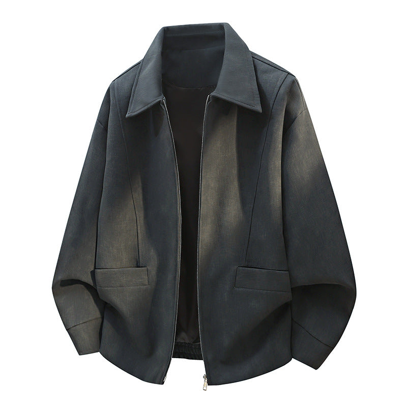 Herren Oversize-Bomberjacke im Used-Effekt mit Stehkragen, elastischem Bund und Pattentaschen Echoarchiv