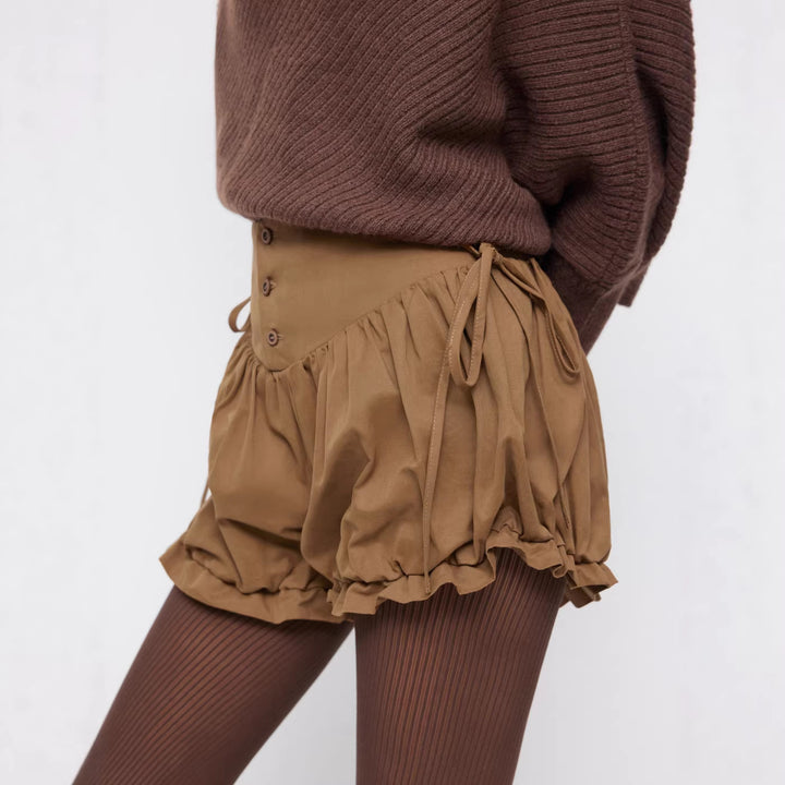 Damen modische Rüschen-Shorts mit hohen Bund und verstellbaren Kordeln Echo Archiv