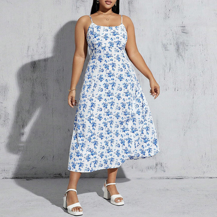 Damen florales Sommerkleid mit schmalen Trägern und leichtem Stoff Echo Archiv