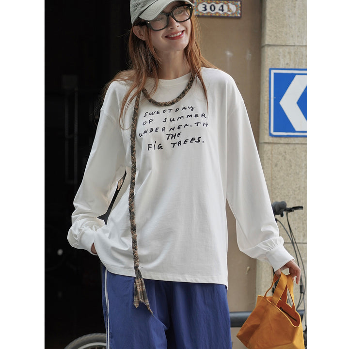 Damen Lockeres Oversized-Sweatshirt aus Baumwolljersey mit Rundhalsausschnitt und Statement-Print Echoarchiv