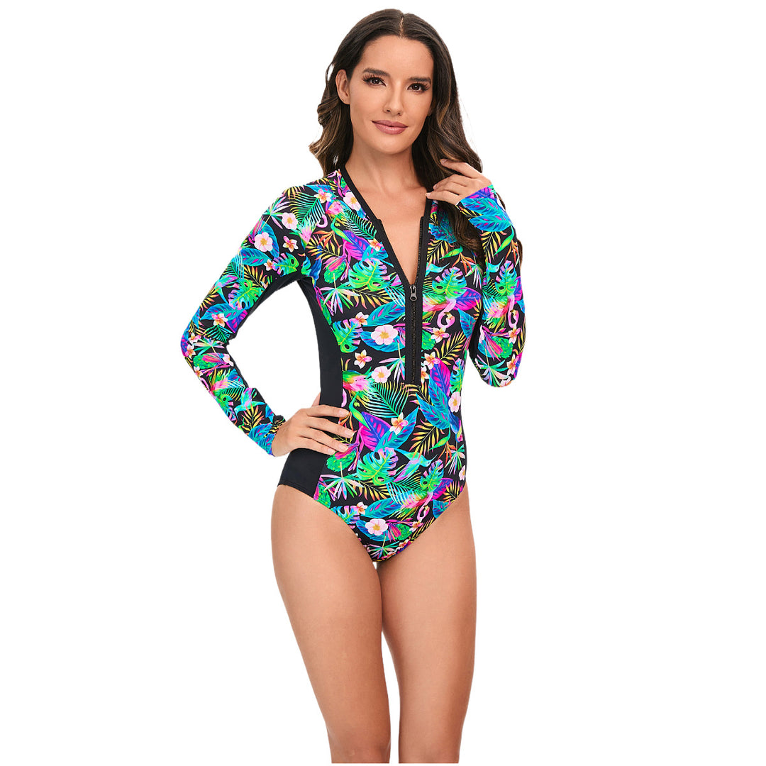 Damen Langarm-Schwimmanzug mit floralem Design Echo Archiv