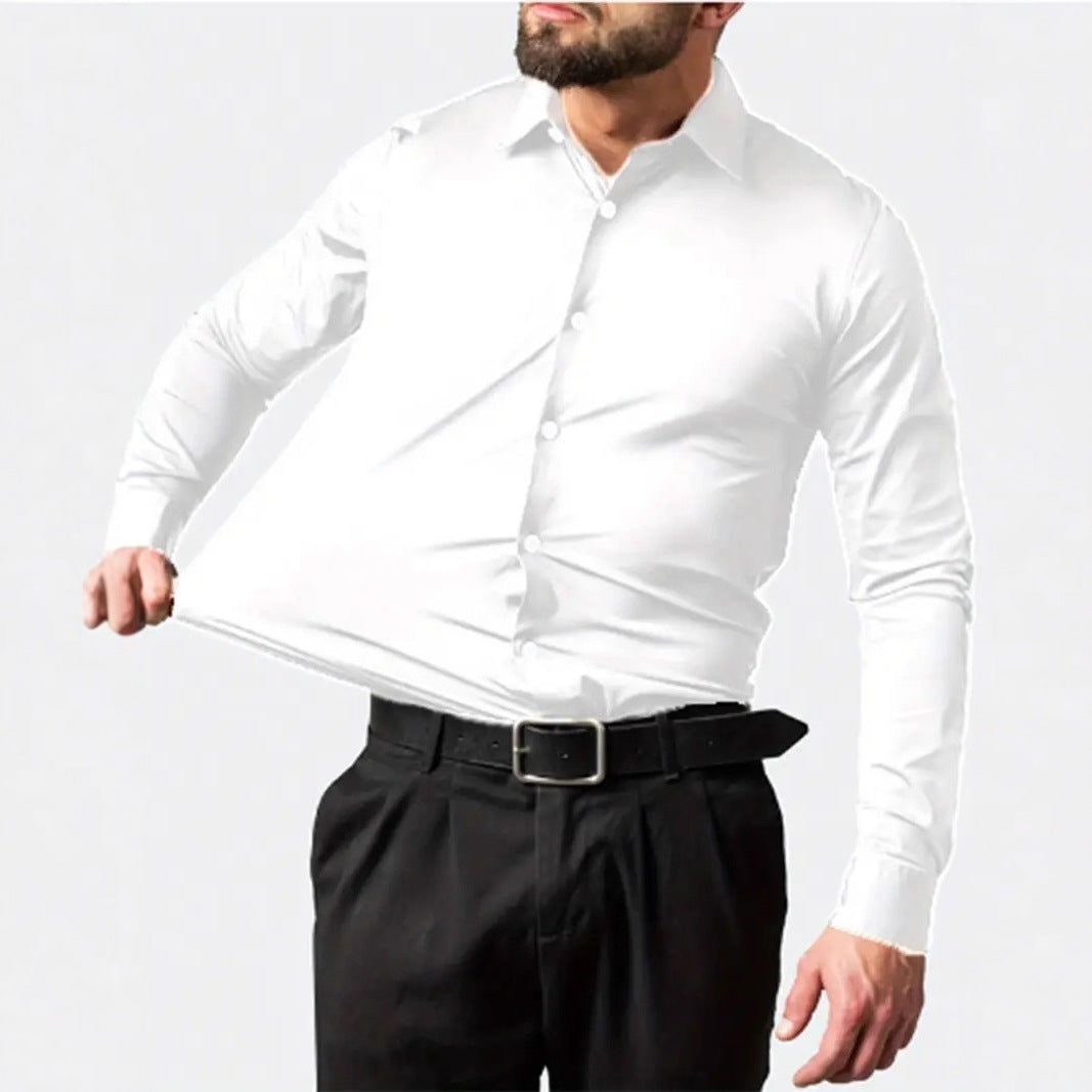 Herren Slim Fit Langarmhemd mit atmungsaktivem Stretchstoff Echoarchiv