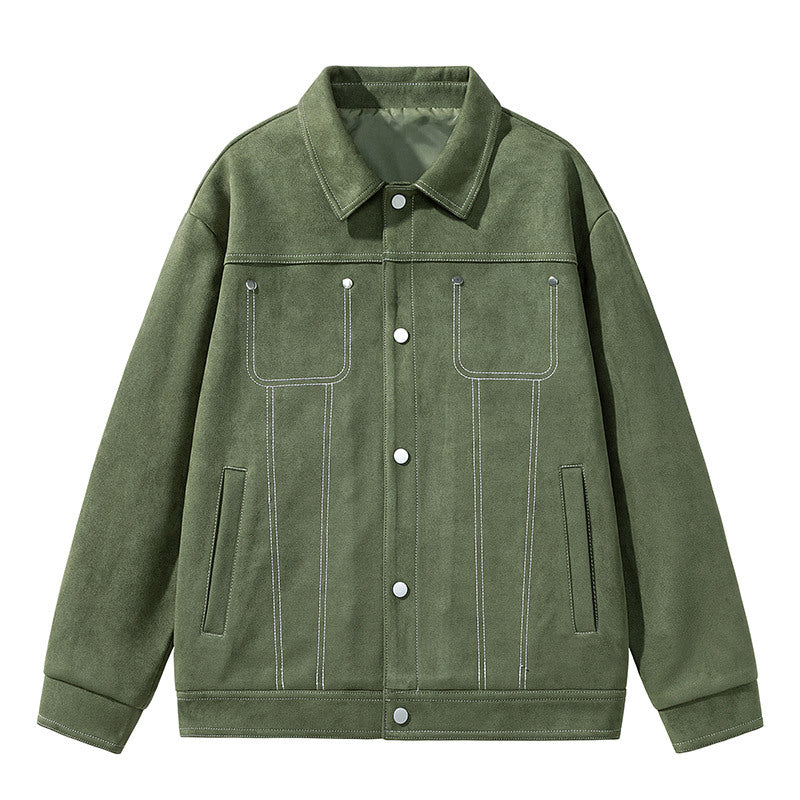 Herren Modische Wildlederjacke mit praktischen Taschen Echo Archiv