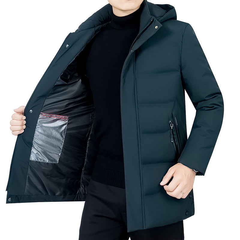 Herren Thermo-Winterkurzmantel mit luxuriösem Kunstfell-Innenfutter und Stehkragen – Marzano