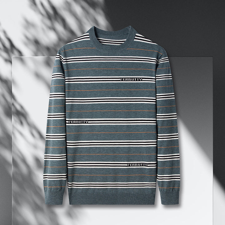 Herren modischer Strickpullover mit Streifenmuster und Rundhalsausschnitt Echoarchiv