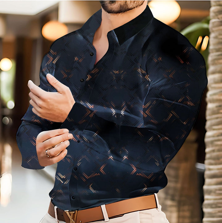 Herren Elegantes Langarmhemd mit modernem Muster Echoarchiv