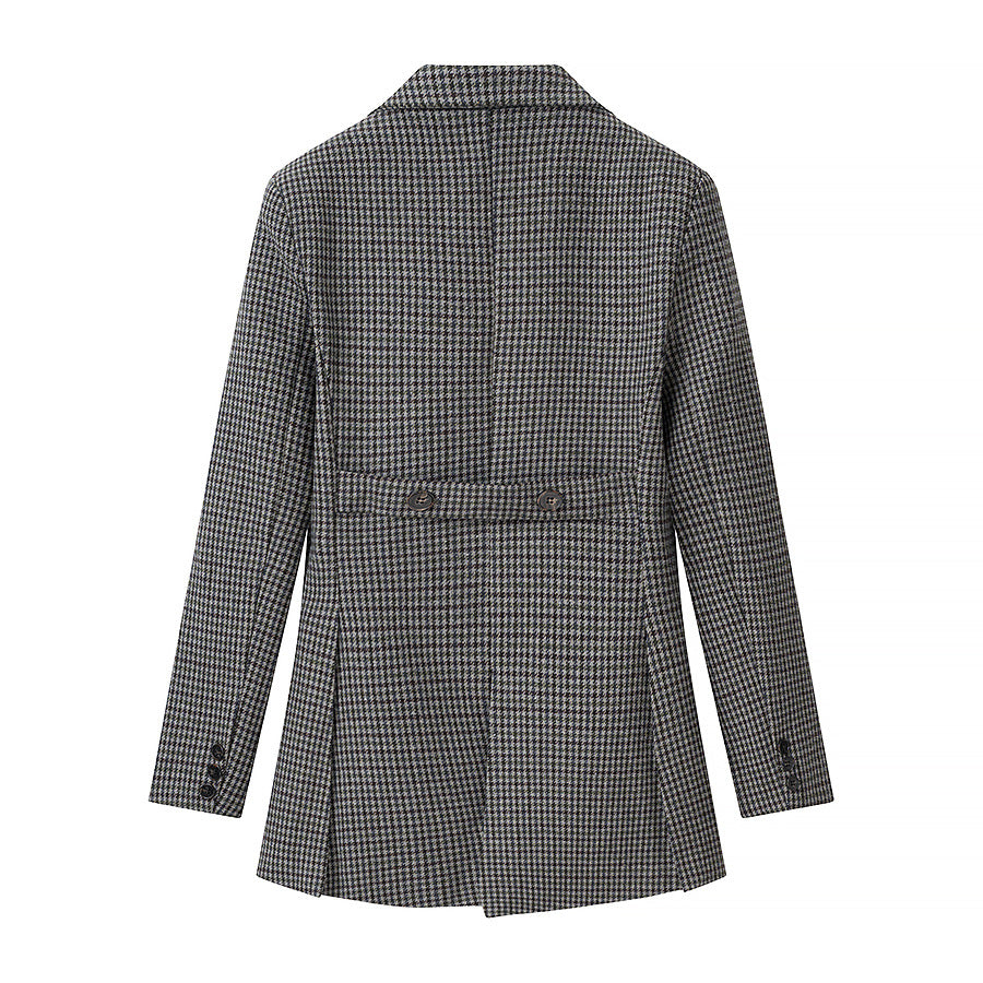 Damen Hahnentritt-Blazer mit Schwalbenschwanz-Detail und taillierter Silhouette Echo Archiv