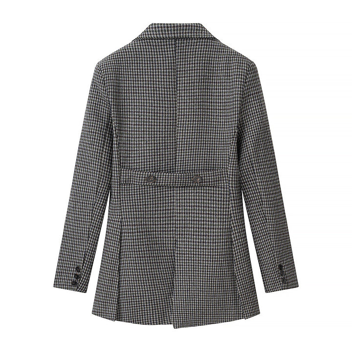 Damen Hahnentritt-Blazer mit Schwalbenschwanz-Detail und taillierter Silhouette Echo Archiv