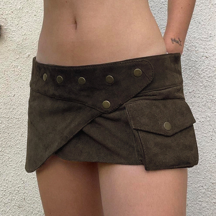 Damen modischer Kurzrock mit funktionalen Taschen und Knopfdetails Echo Archiv