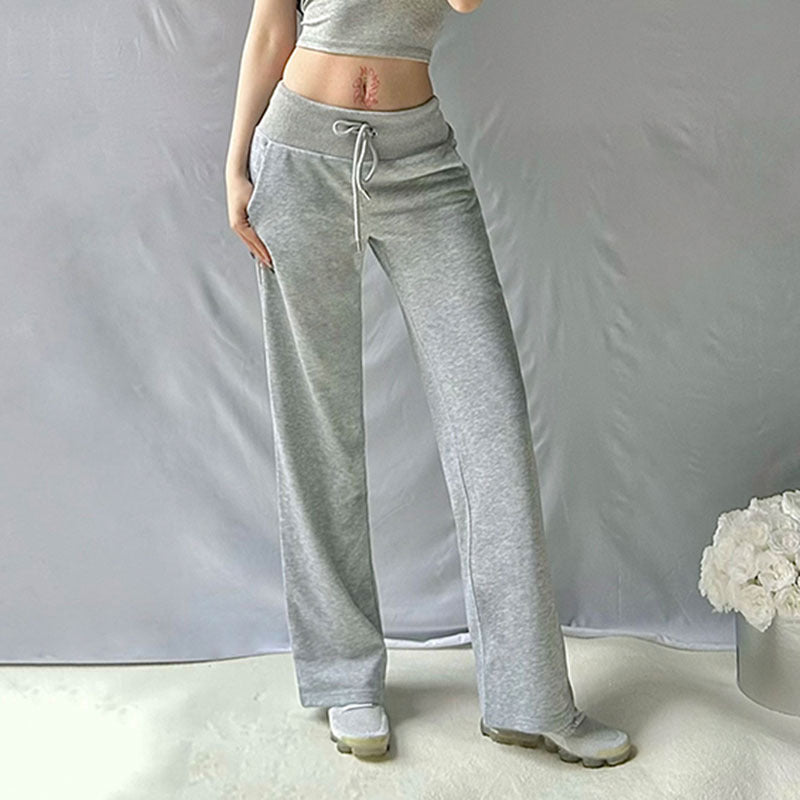 Damen nan weite Sweatpants mit hohem Komfortbund, Kordelzug und aufgesetzten Taschen Echo Archiv