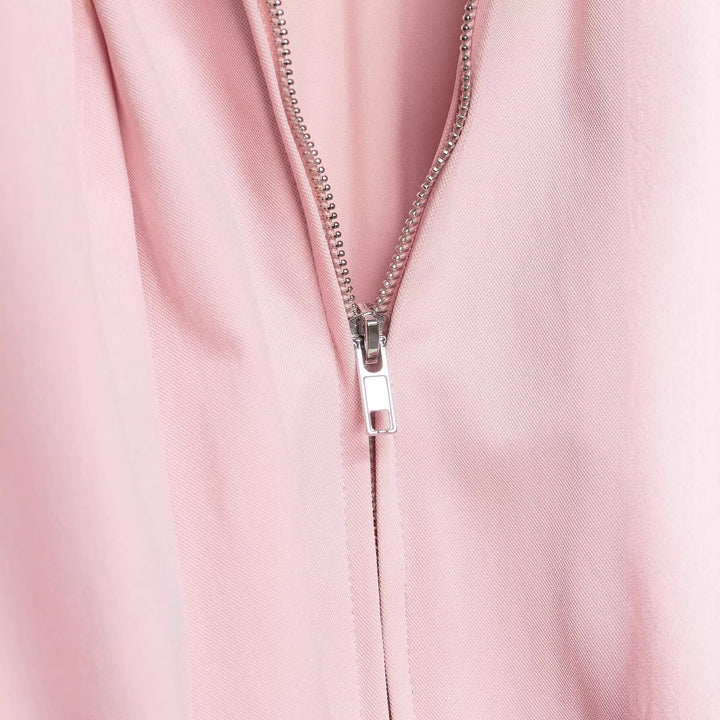 Damen Kurz geschnittene Blousonjacke mit weitem Ballonärmel, Reißverschluss und elastischem Saum Echoarchiv