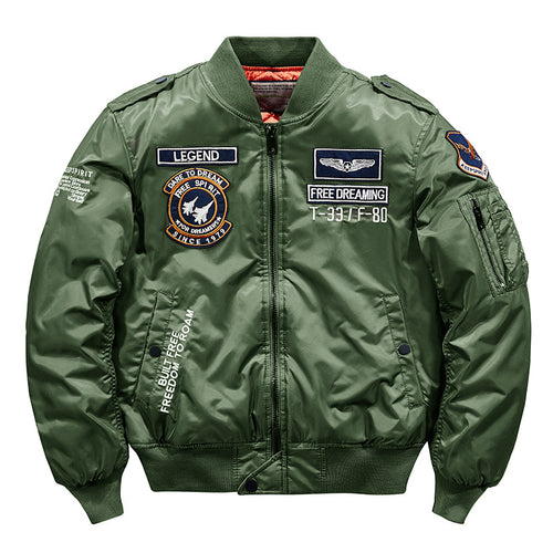 Herren  von den Alpen inspirierte Flug-Bomberjacke mit gestickten Patches und verstärktem Rippbund Echo Archiv