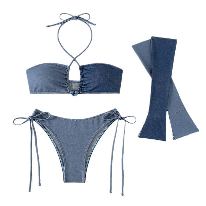 Damen Bandeau-Bikini-Set mit asymmetrischen Ärmeln und verstellbaren Trägern Echo Archiv