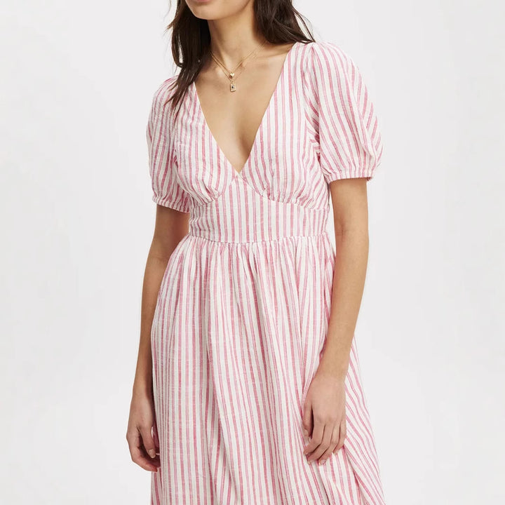 Damen Maxikleid mit V-Ausschnitt und Puffärmeln Echo Archiv