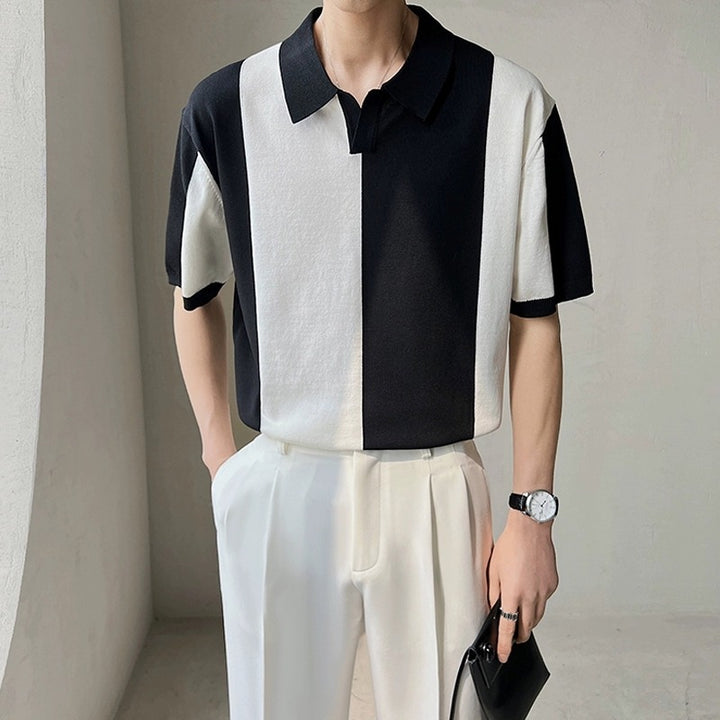 Herren Poloshirt mit modernem Farbblockdesign und lockerer Passform Echoarchiv