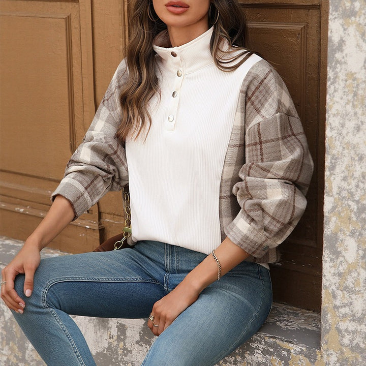 Damen Modische Oversized Bluse mit Karo-Details Echo Archiv
