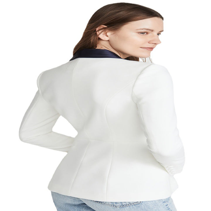 Damen Taillierter Smoking‑Blazer mit satiniertem Schalkragen und Ein‑Knopf‑Front Echoarchiv