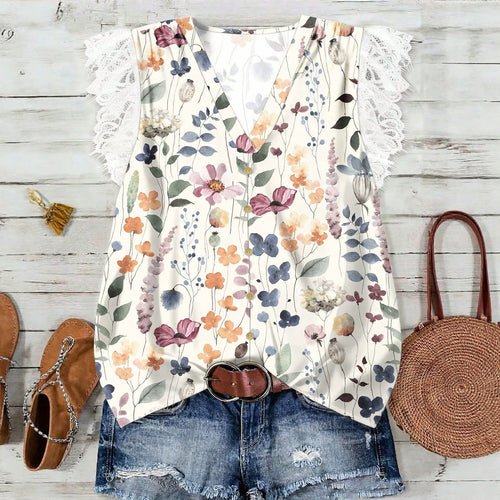 Damen Elegantes Blusenshirt mit Spitze und floralem Muster Echo Archiv