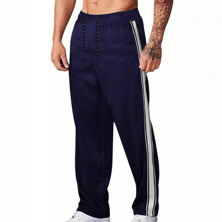 Herren nan gerippte Relax-Jogginghose mit weitem Bein, seitlicher Paspel und elastischem Kordelbund Echo Archiv