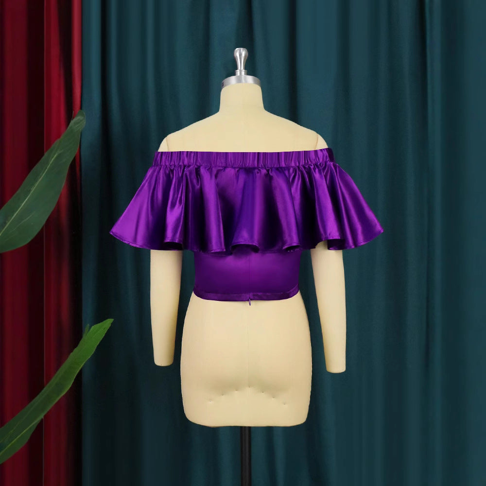 Damen Off-Shoulder Top mit voluminösem Rüschenkragen Echo Archiv