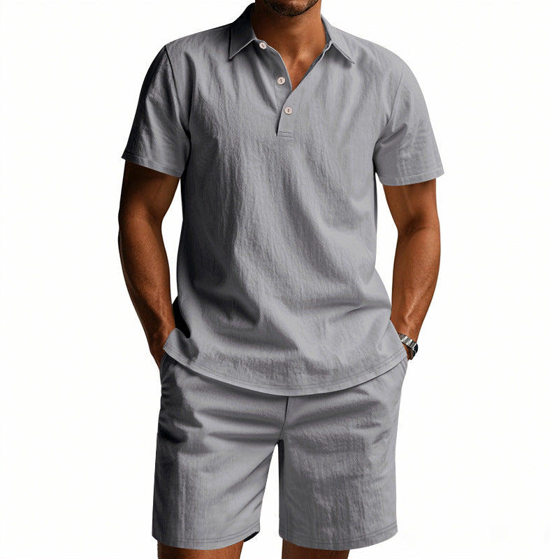 Herren Polohemd und Shorts Set aus atmungsaktivem Baumwollmix mit modernem Schnitt Echoarchiv