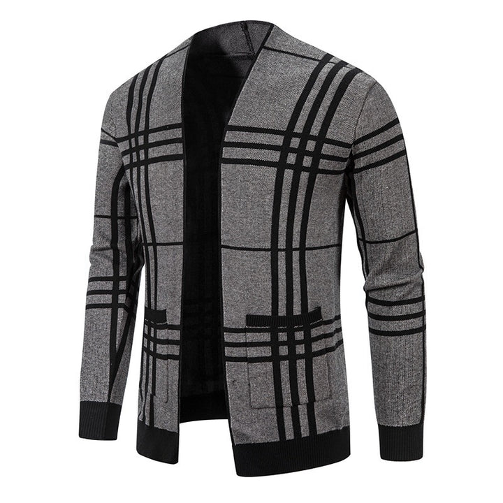 Herren Strickjacke mit modernem Karomuster und praktischem Reißverschluss Echoarchiv