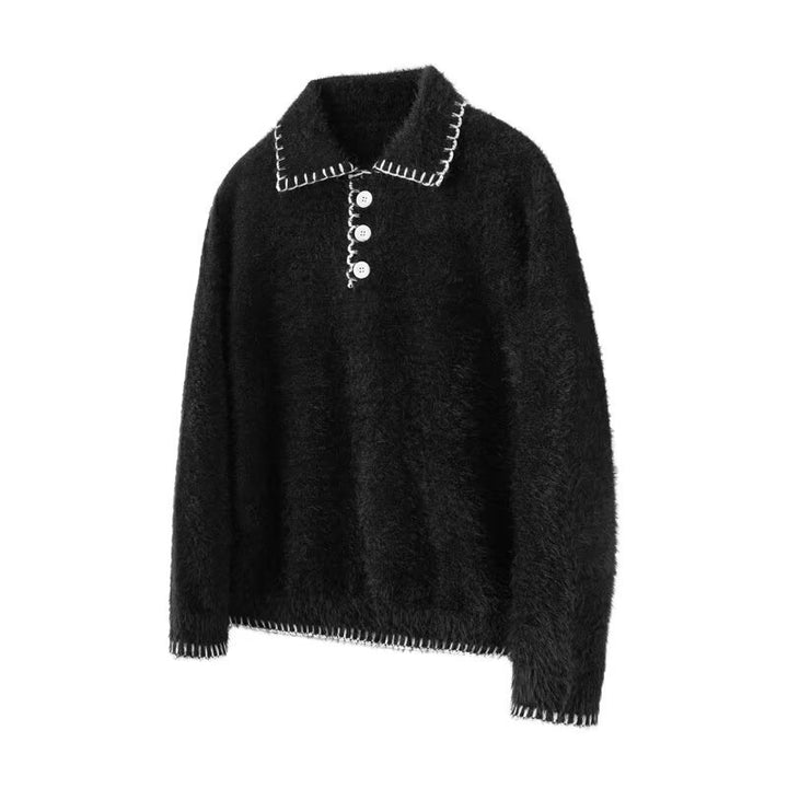 Damen Kuscheliger Grobstrickpullover mit Polokragen Echoarchiv