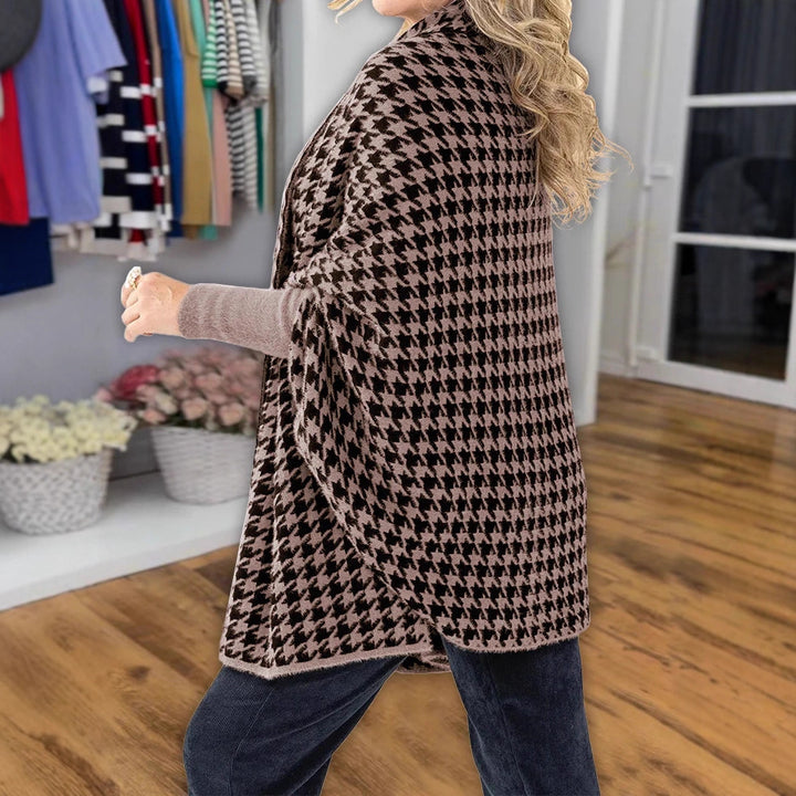 Damen modischer Poncho mit Hahnentrittmuster Echo Archiv