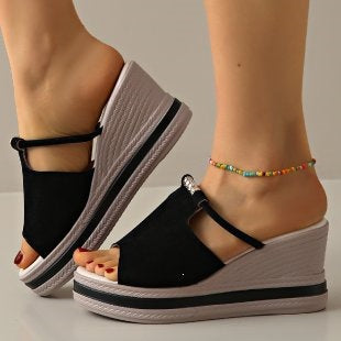 Echoarchiv | Sandalen Zum Hineinschlüpfen mit Offener Spitze Stilvolle Keilsandalen Bequeme Damen