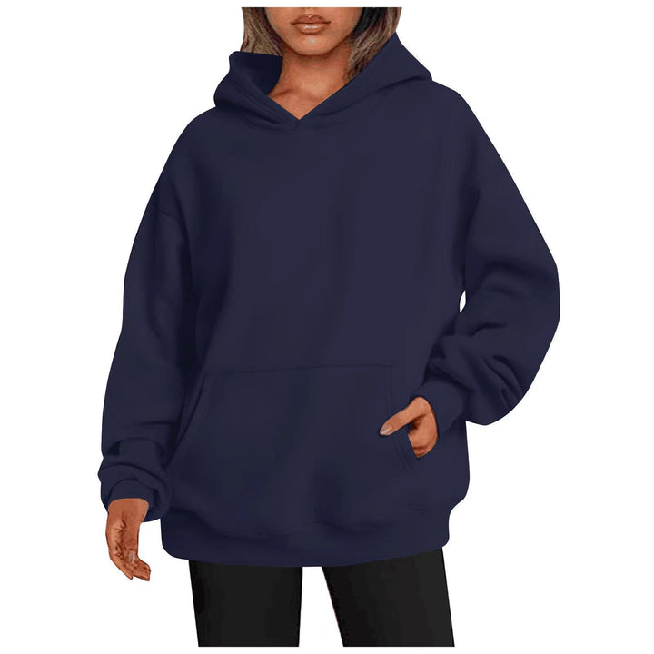 Damen nan Longline-Oversize Hoodie mit tiefer Schulter, verstärkter Kängurutasche und geripptem Saum Echo Archiv