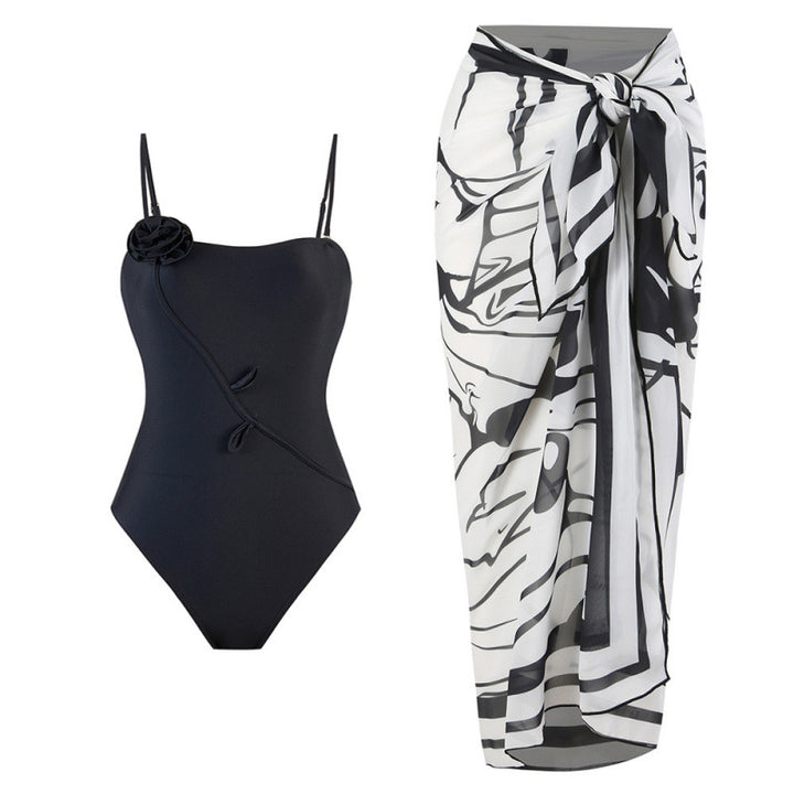 Damen Einteiler Badeanzug mit floralem Design und passendem Strandüberwurf Echo Archiv
