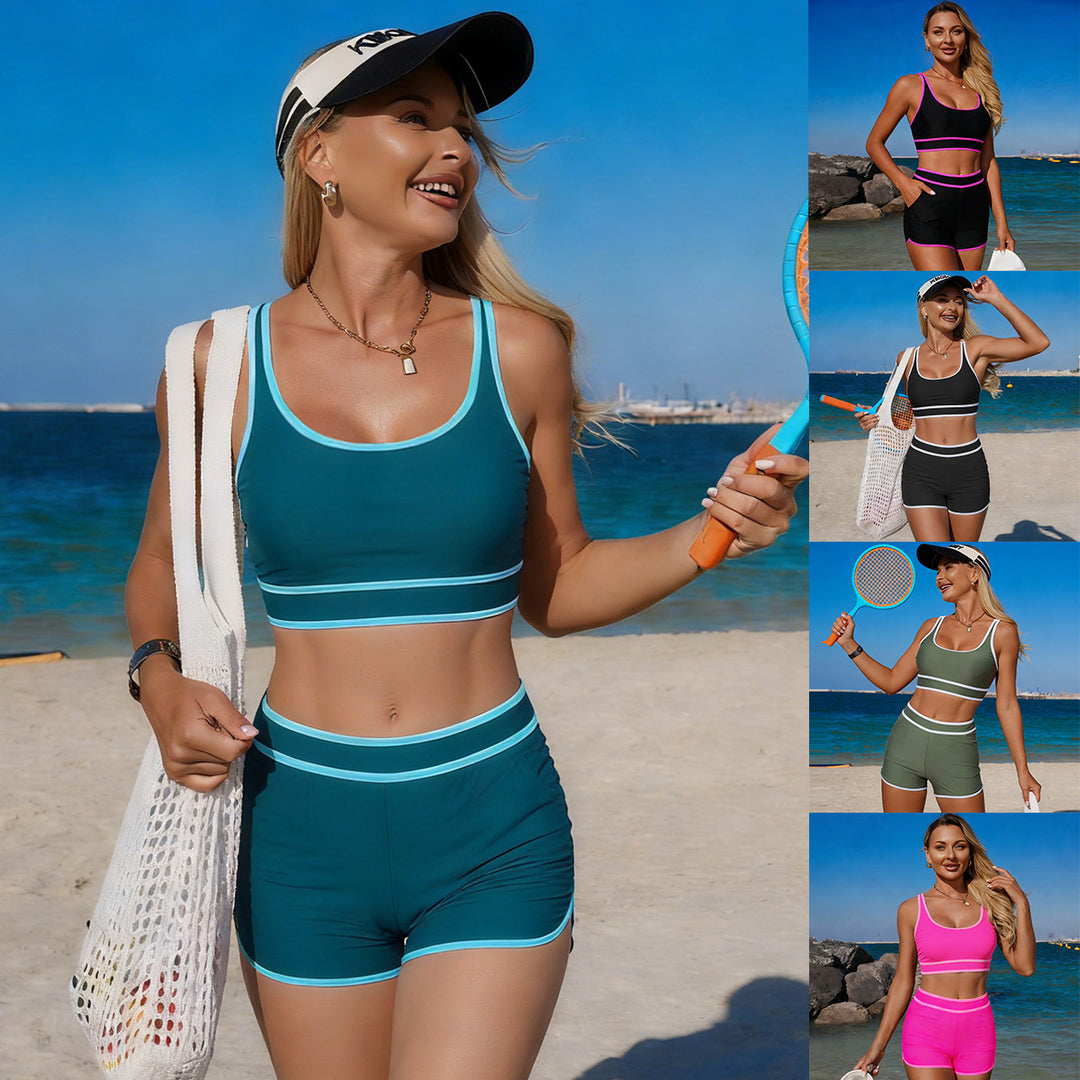 Damen Sport-Bikini-Set mit verstellbaren Trägern und Hochbund Echo Archiv