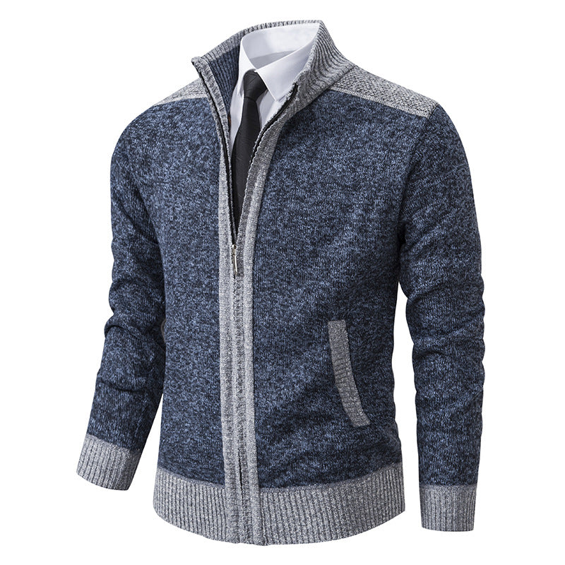 Herren nan strukturierter Strickcardigan mit Stehkragen und durchgehendem Reißverschluss Echo Archiv