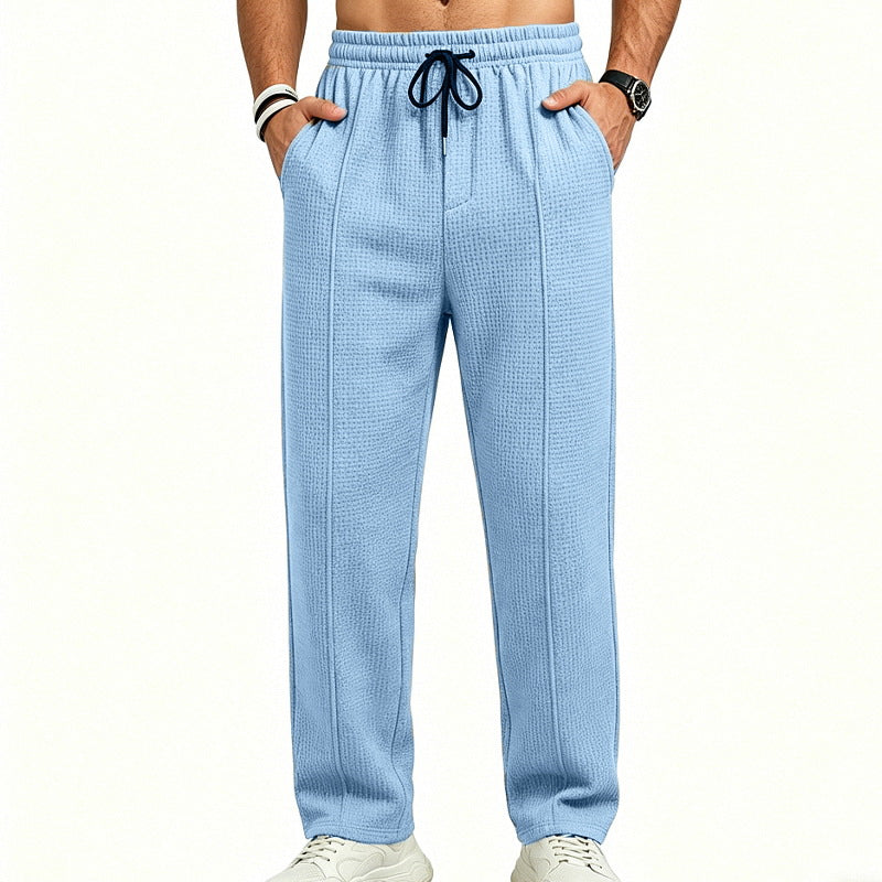 Herren Texturierte Relax-Fit Jogginghose mit Bügelfalte und Kordelzug – Sorevano