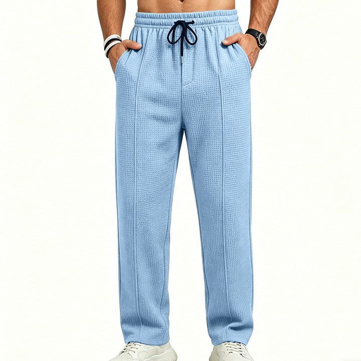 Herren Texturierte Relax-Fit Jogginghose mit Bügelfalte und Kordelzug – Sorevano