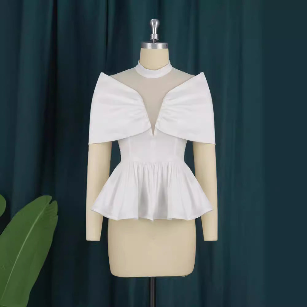 Damen elegante Peplum-Bluse mit transparenten Details Echo Archiv