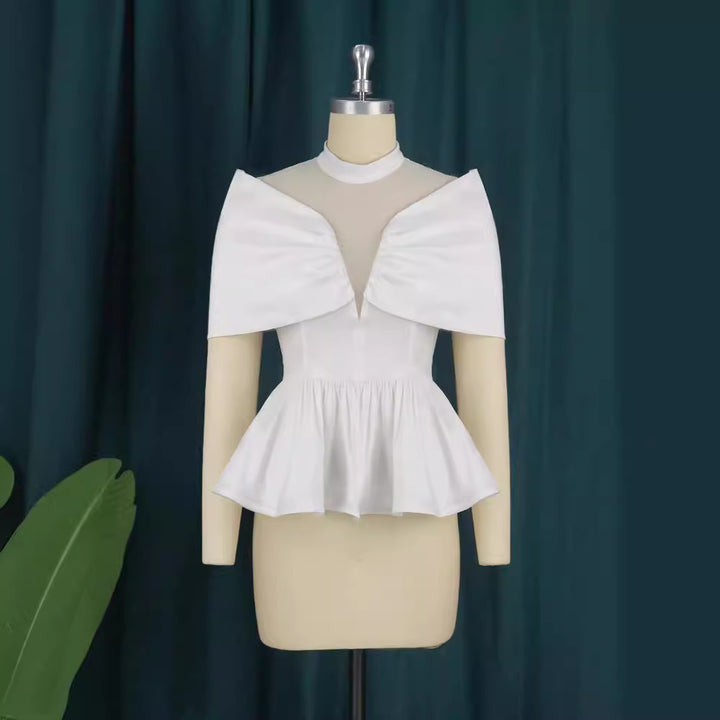 Damen elegante Peplum-Bluse mit transparenten Details Echo Archiv