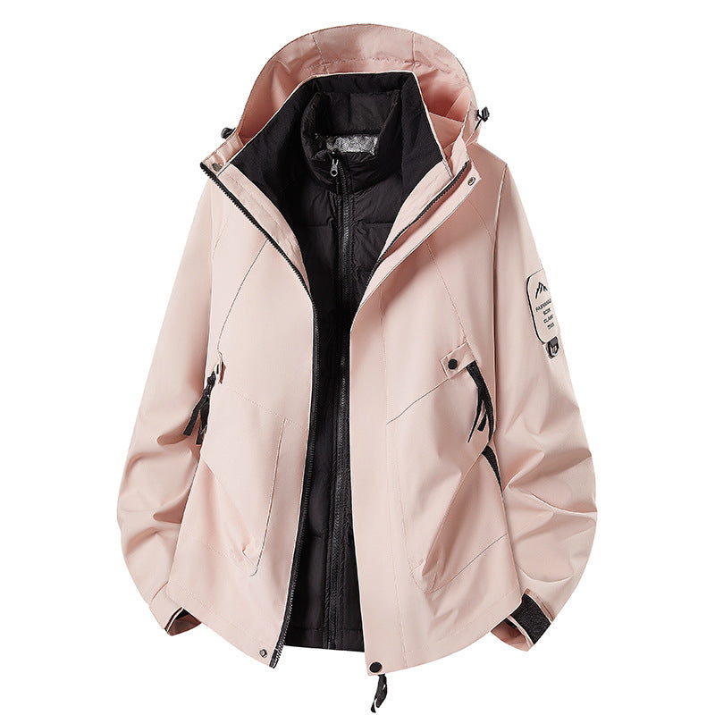 Herren Zwei-in-eins Wetterschutzjacke mit abnehmbarer Steppweste und verstellbarer Kapuze Echoarchiv