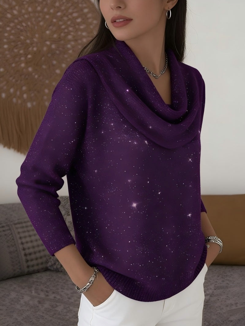 Damen Glitzernder Strickpullover mit Wasserfall-Ausschnitt Echo Archiv