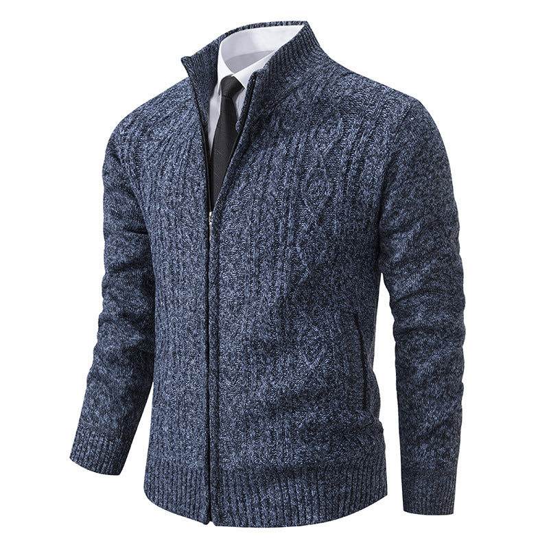 Herren Strickjacke mit Stehkragen und strukturierter Musterung Echoarchiv