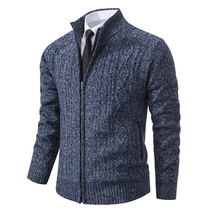 Herren Strickjacke mit Stehkragen und strukturierter Musterung Echoarchiv