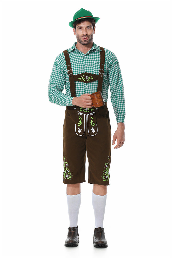 Herren nan authentische Trachtenlederhose kurz mit verstellbaren Trägern und aufwendiger Stickerei Echo Archiv