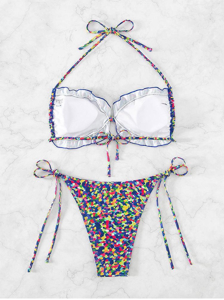 Damen Push-Up-Bikini mit verstellbaren Trägern und farbenfrohem Muster Echo Archiv