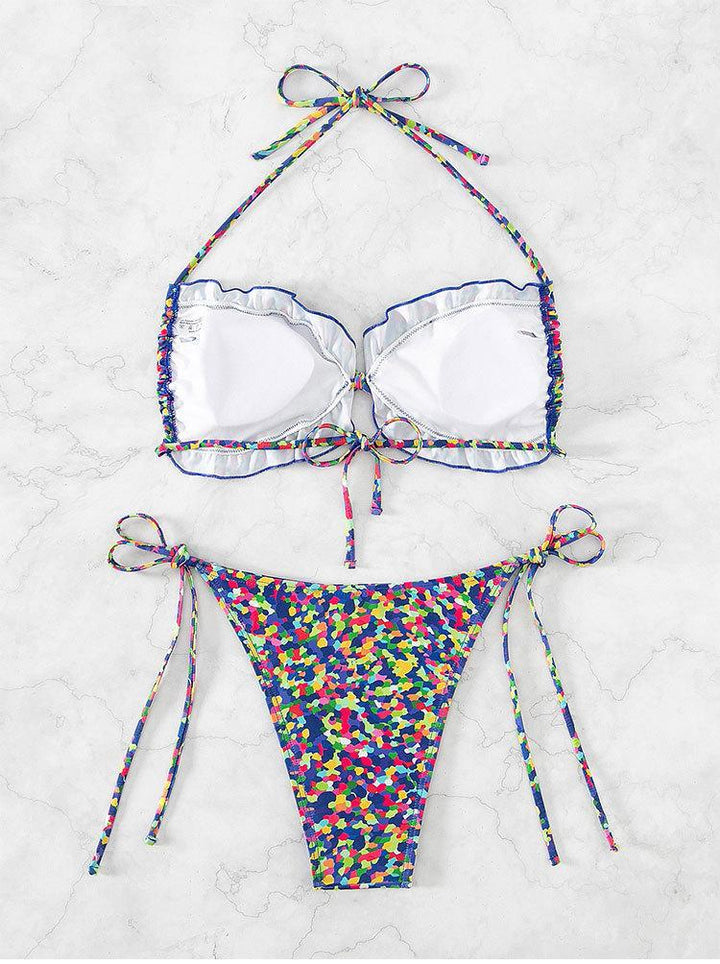 Damen Push-Up-Bikini mit verstellbaren Trägern und farbenfrohem Muster Echo Archiv