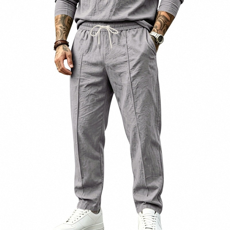 Herren Tapered-Freizeithose mit Tunnelzug, Bügelfalte und elastischem Saum Echoarchiv