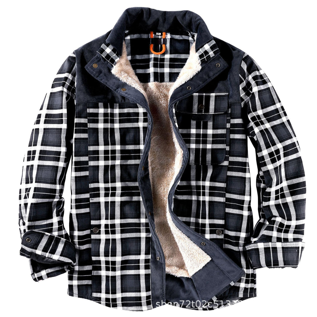 Herren gefütterte Karo-Hemdjacke im lässigen Stil mit praktischen Taschen Echoarchiv