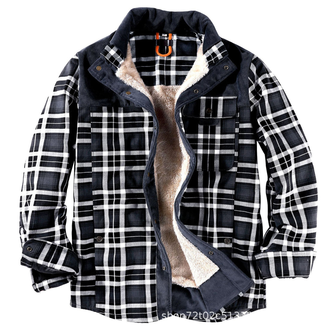 Herren gefütterte Karo-Hemdjacke im lässigen Stil mit praktischen Taschen – Taviero
