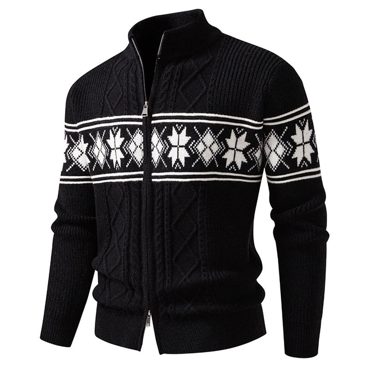 Herren nan Norweger-Strickjacke mit durchgehendem Reißverschluss und hohem Stehkragen Echo Archiv