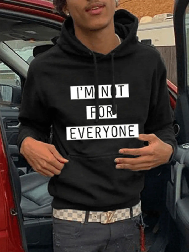 Herren Sweathoodie mit auffälligem Slogan und Kängurutasche Echoarchiv